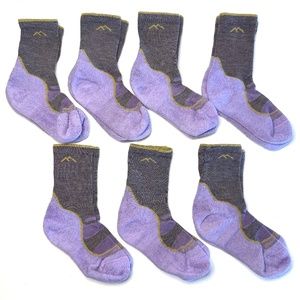 7 Pairs Darn Tough Wool Light Hiker Socks Micro Crew Taupe Purple Womens S